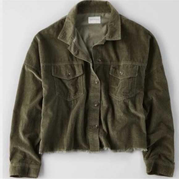 American Eagle | Olive Green Corduroy Jacket - Picture 3 of 8